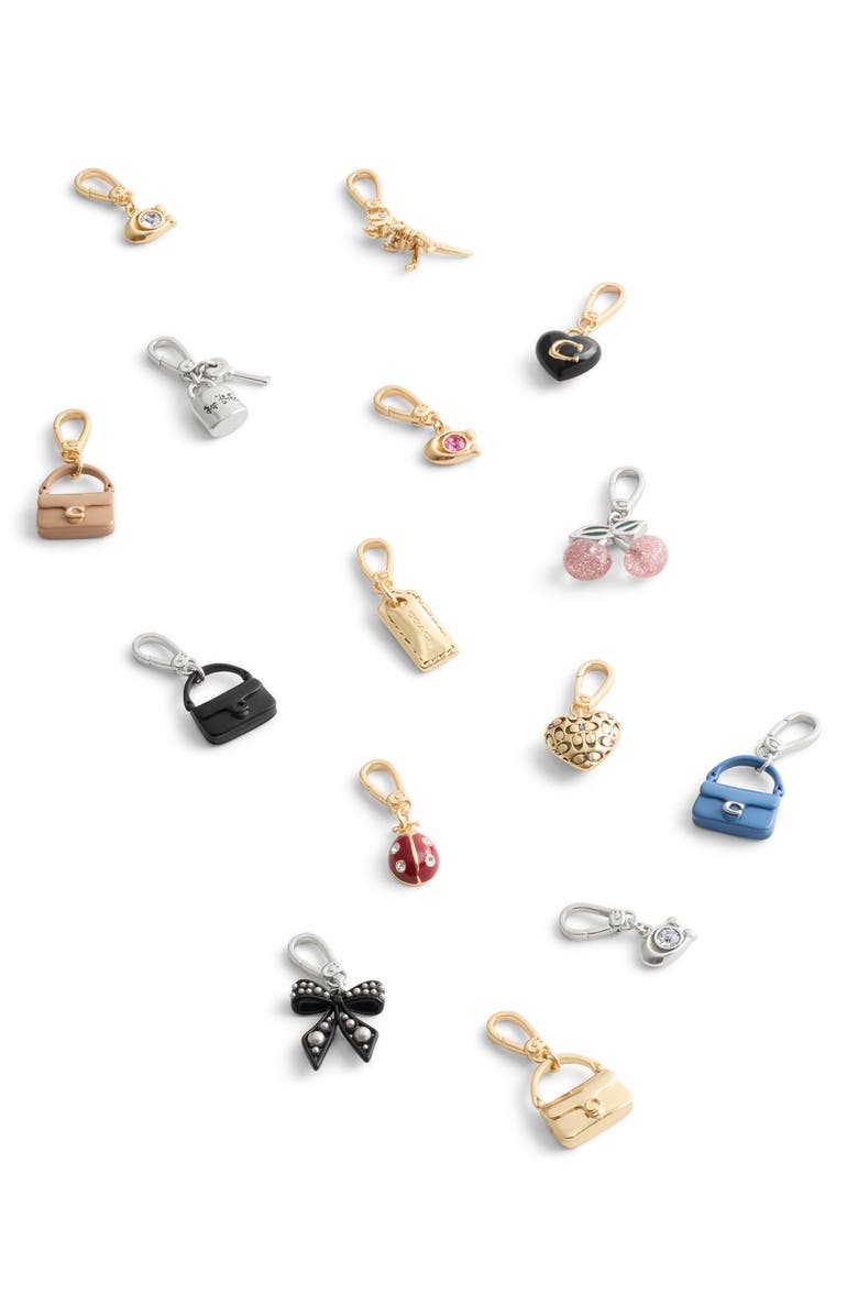 COACH Quilted C Heart Charm, Alternate, color, Shiny Gold