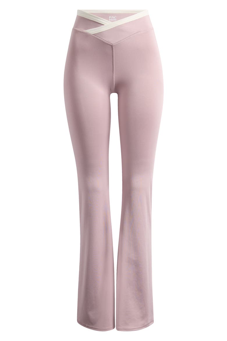 Contrast Crossover Flare Leggings, Alternate, color, QUAIL