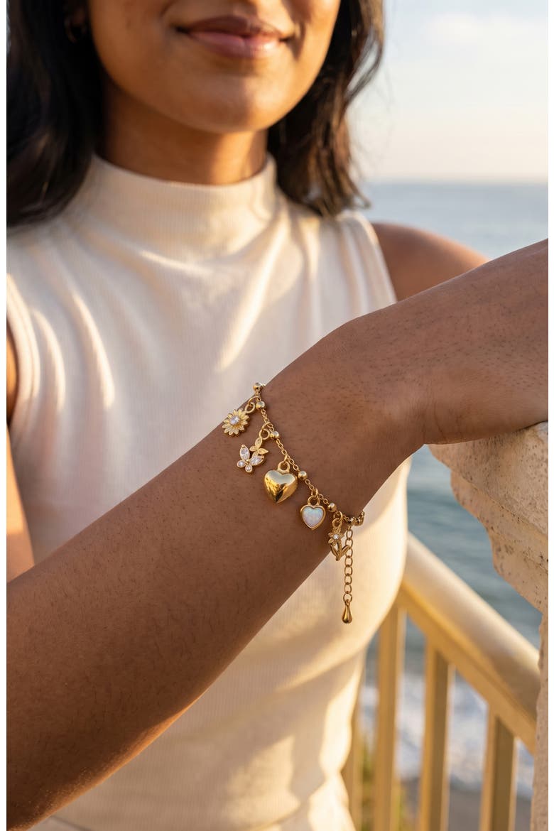 Celeste Charm Chain Bracelet, Alternate, color, GOLD