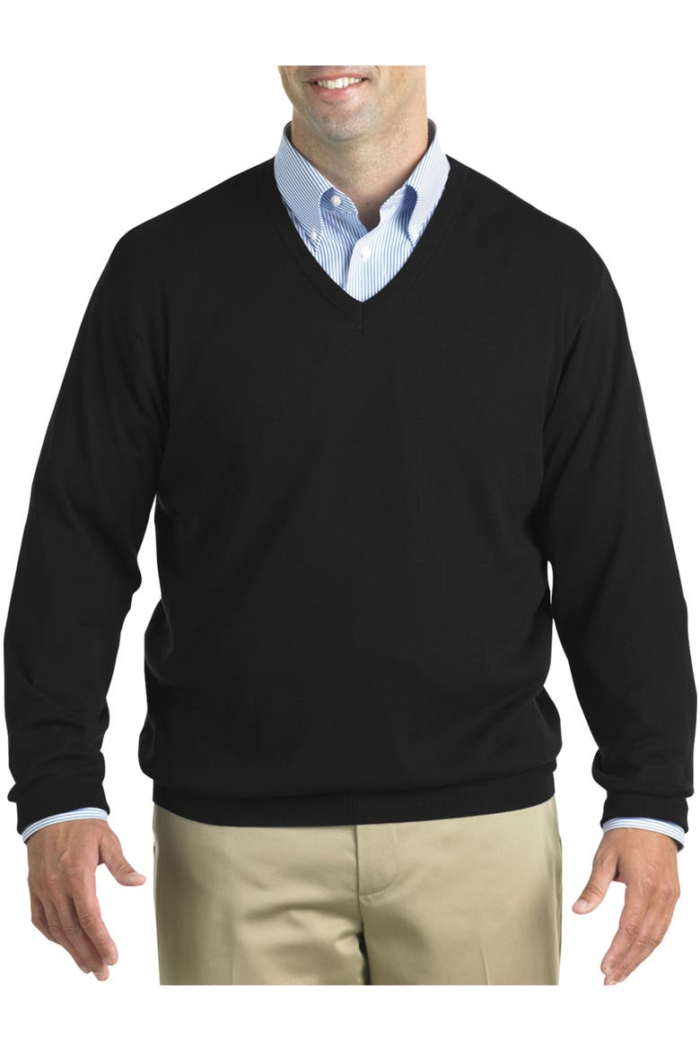 Big & Tall V-neck Pullover, Alternate, color, BLACK