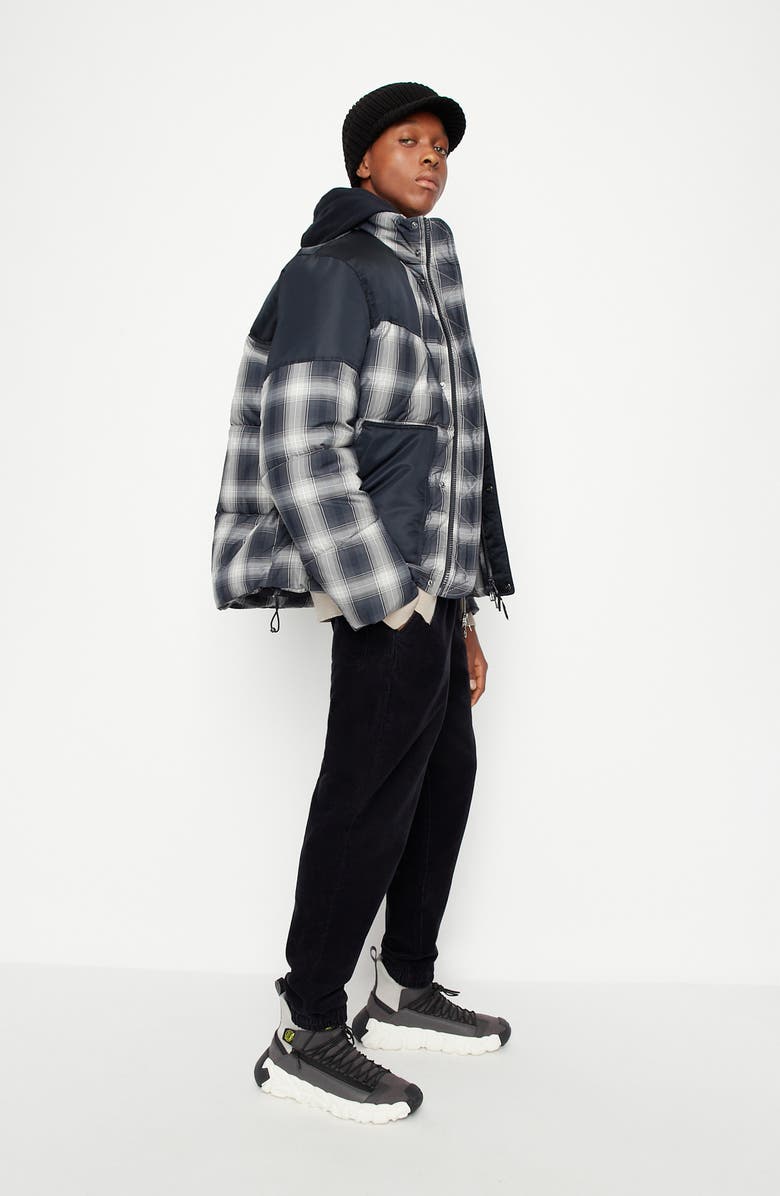 Armani Exchange Plaid Water Resistant Puffer Jacket, Alternate, color, 