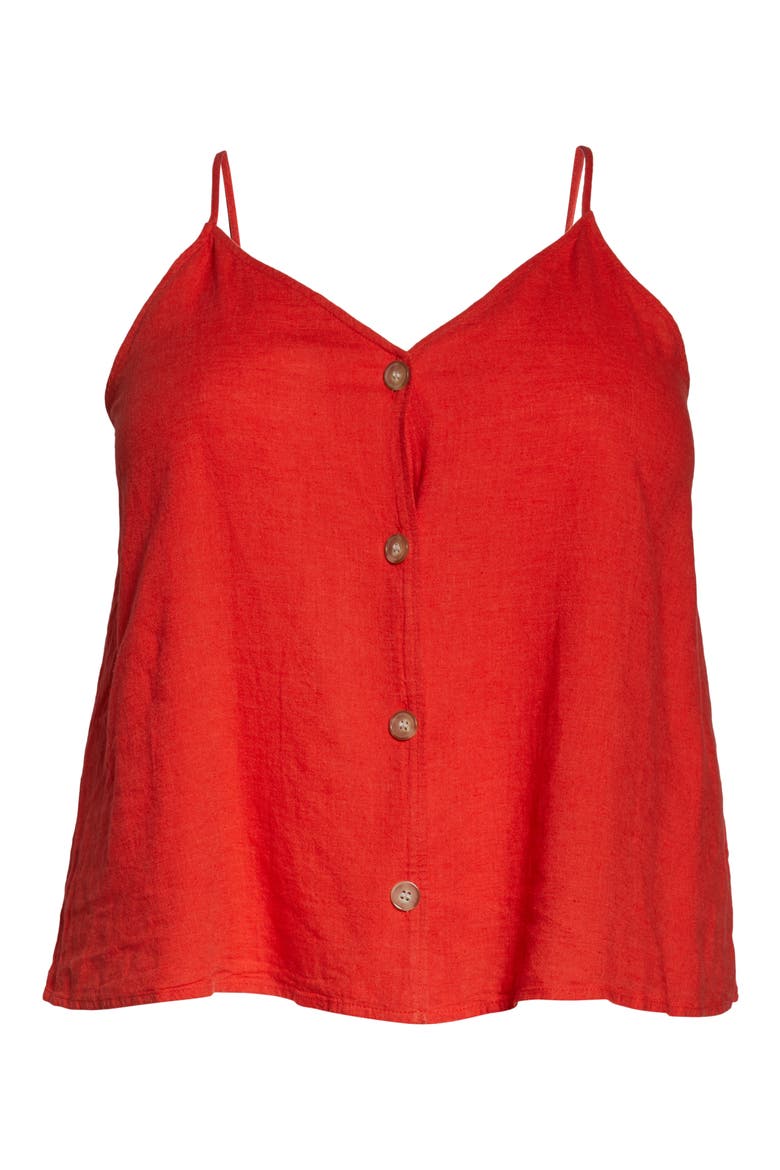 Linen Blend Camisole Top, Alternate, color, RED FIERY CD
