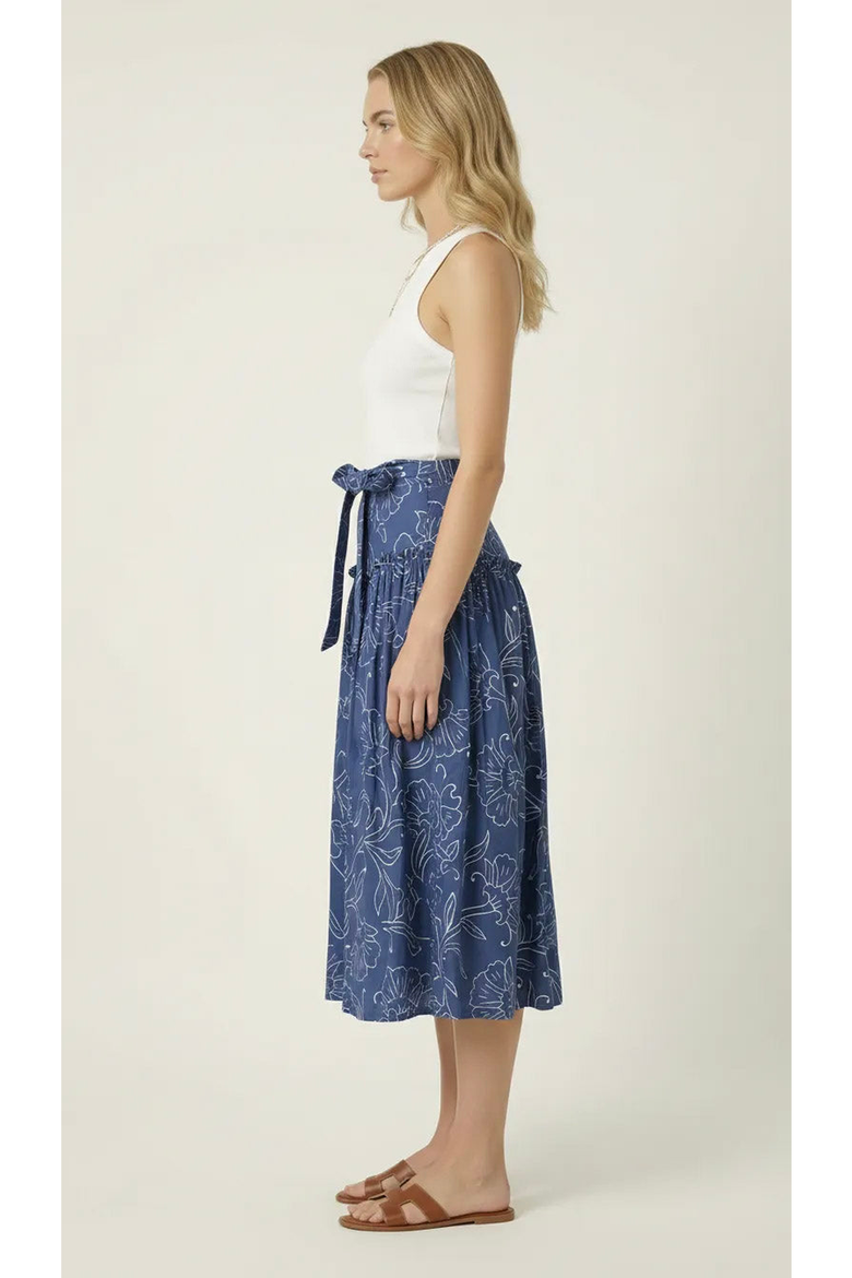 Floral Print Wrap Midi Skirt, Alternate, color, Navy Blue