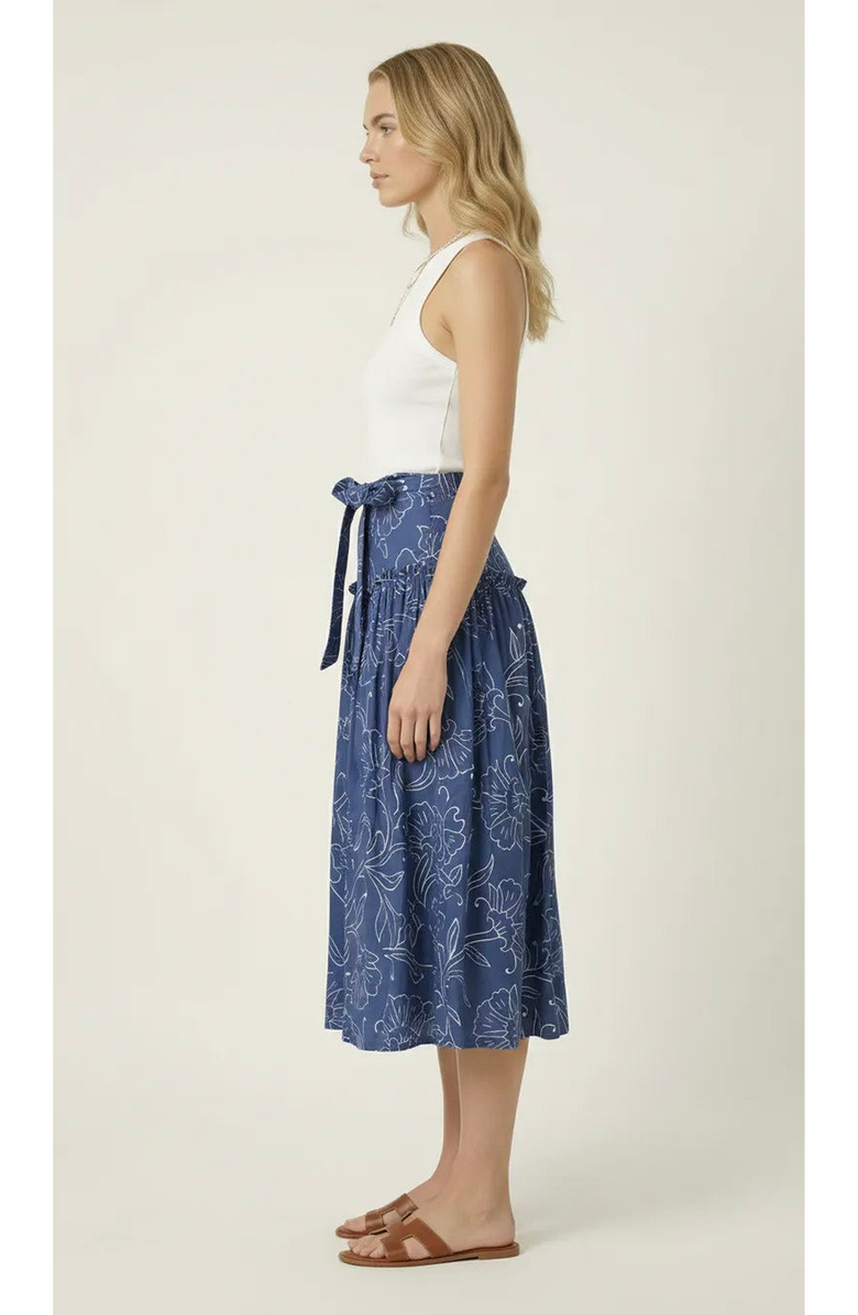 Modenaire Floral Print Wrap Midi Skirt, Alternate, color, Navy Blue