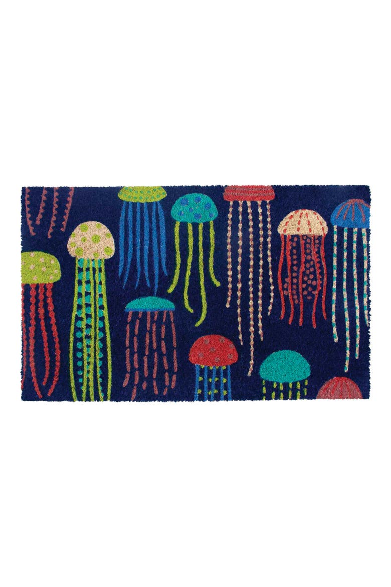 Jelly Fish Coir Doormat, Main, color, NAVY