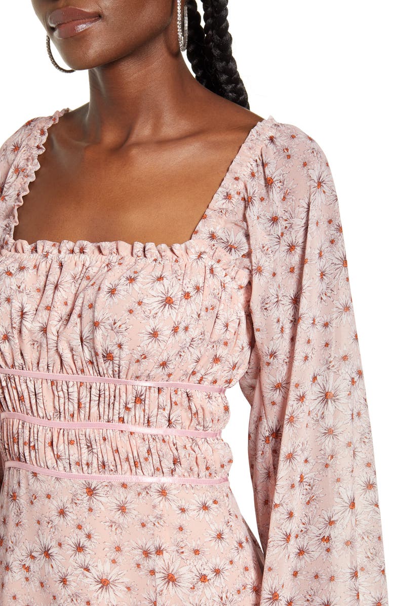 WAYF x Influencing in Color Liza Smocked Long Sleeve Midi Dress, Alternate, color, 