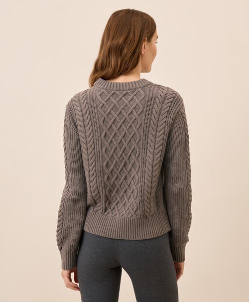 Pact Organic Cotton Cable Knit Crew Sweater In Brown