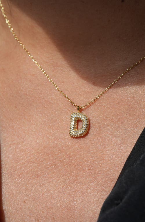 Argento Vivo Sterling Silver Cubic Zirconia Bubble Inital Pendant Necklace In Gold