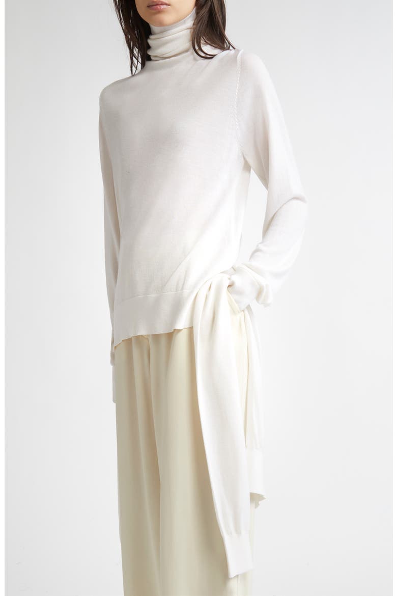 Double Sleeve Wool & Silk Turtleneck Sweater, Alternate, color, WHITE
