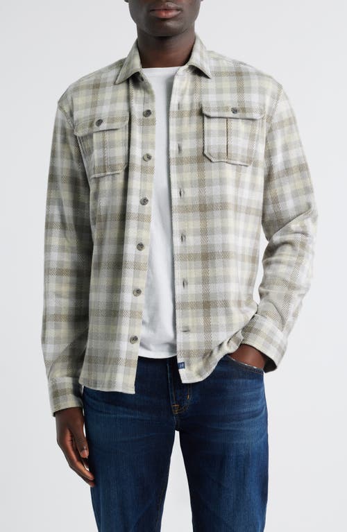 Johnnie-o Marcelo Plaid Flannel Knit Button-up Shirt In Gray