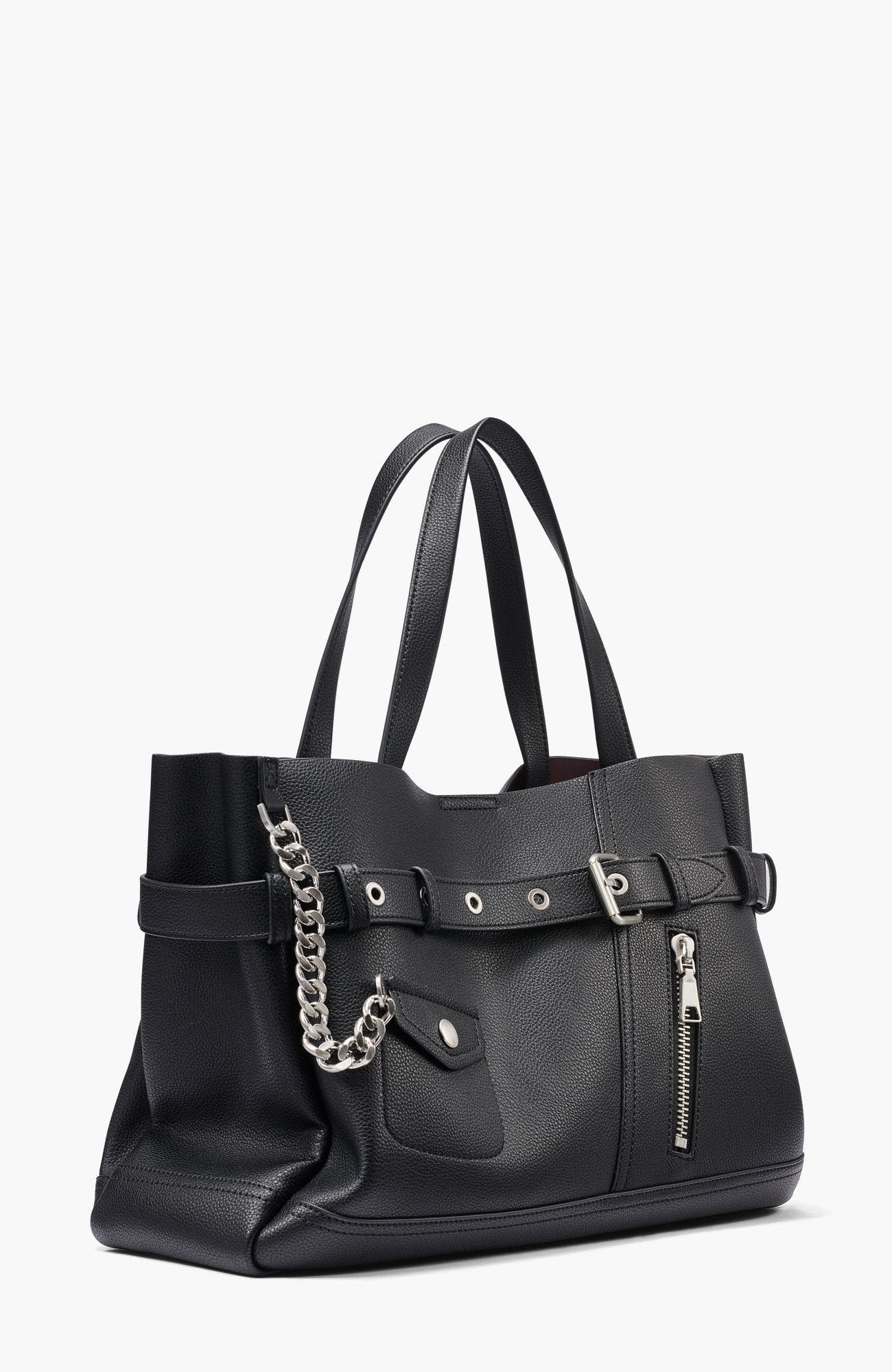 Bryar Large Satchel, Alternate, color, Black/Silver