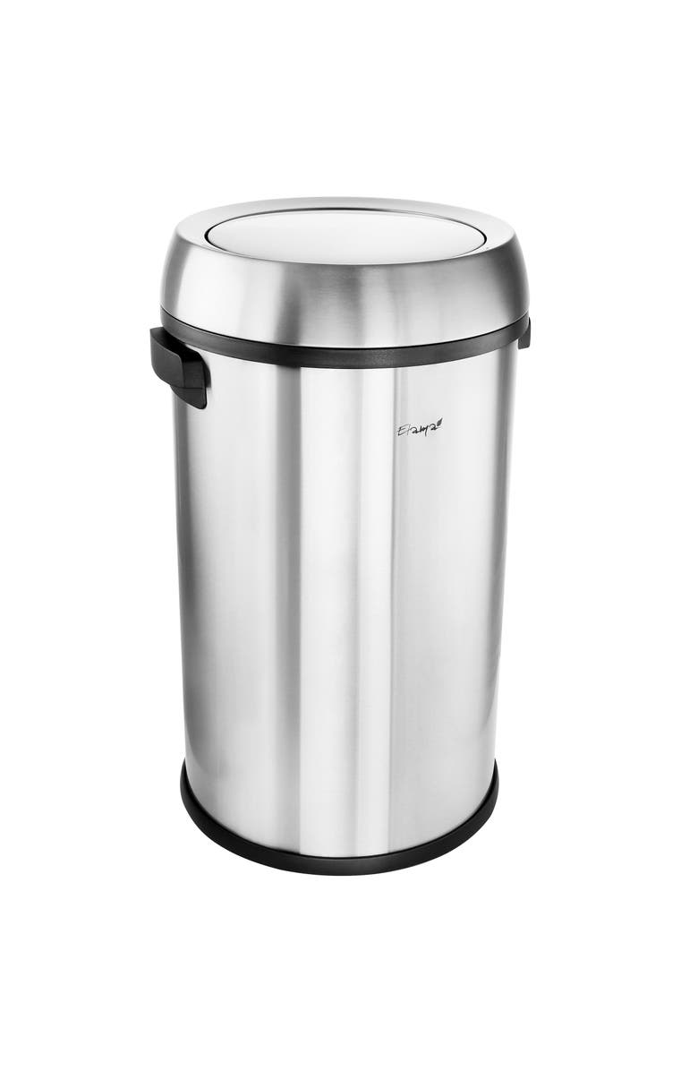 Elama Large 17 Gallon Swing Lid Stainless Steel Cylindrical Trash Bin, Main, color, Silver