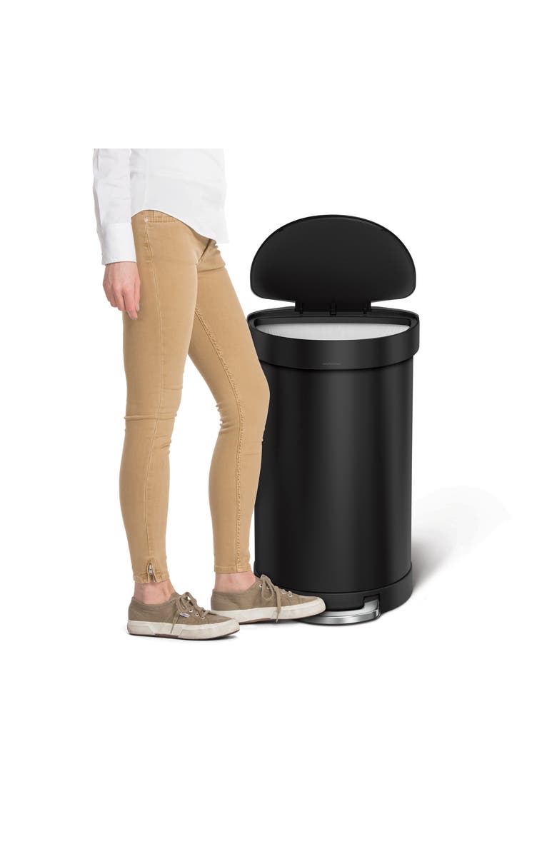 simplehuman 45L semi-round step can, Alternate, color, Matte Black