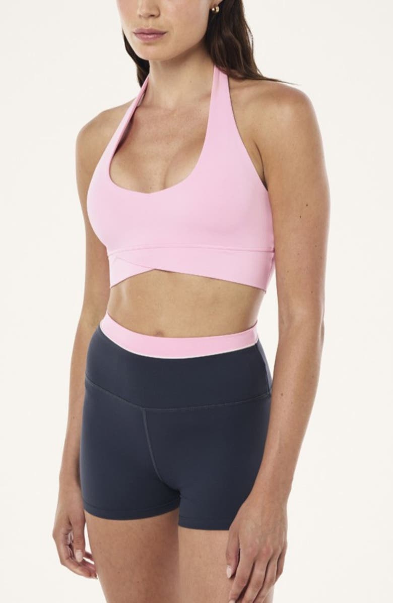 P.E Nation Reset Halter Longline Sports Bra, Alternate, color, Prism Pink