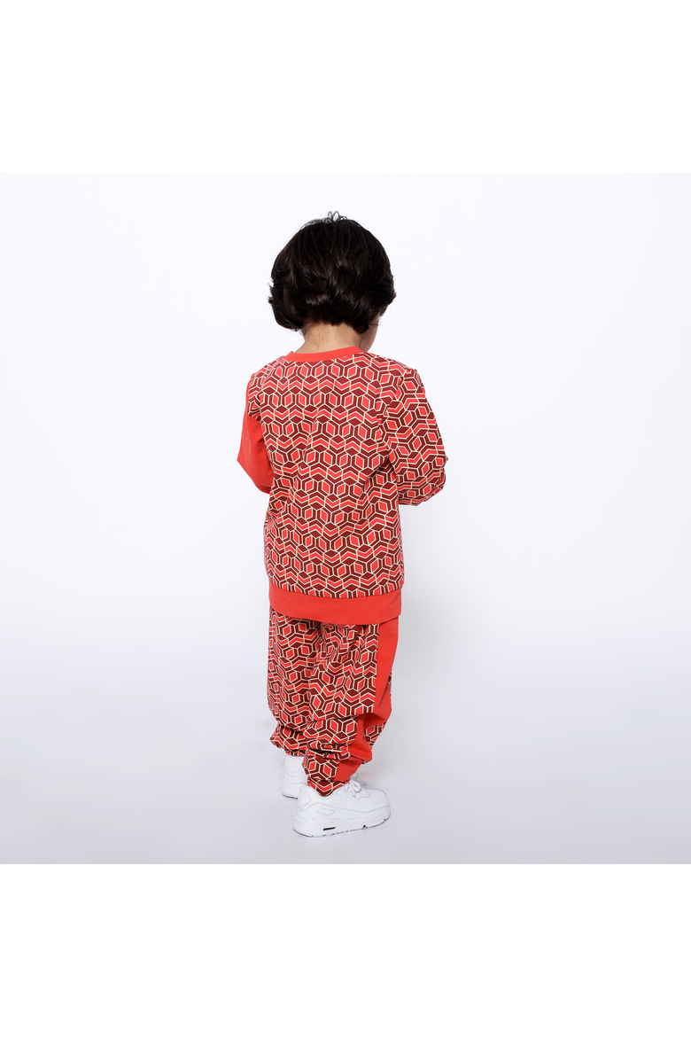 Baby Crewneck Sweatshirt and Jogger Pants Set, Alternate, color, Red Multicolor