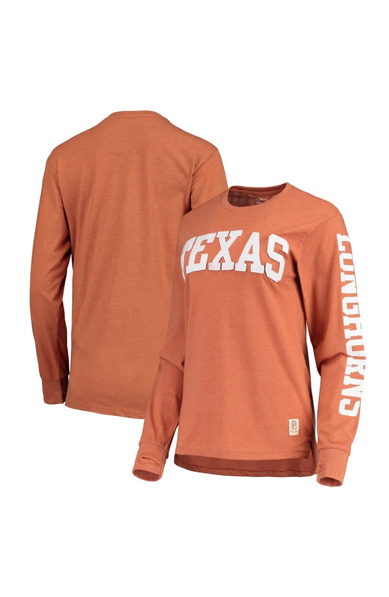 PRESSBOX Women's Pressbox Heathered Texas Orange Texas Longhorns Two-Hit Canyon Long Sleeve T-Shirt, Main, color, Burnt Orange