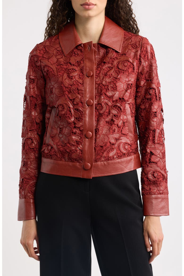 The Chayenne Faux Leather Lace Jacket, Alternate, color, TOASTED SAFFRON