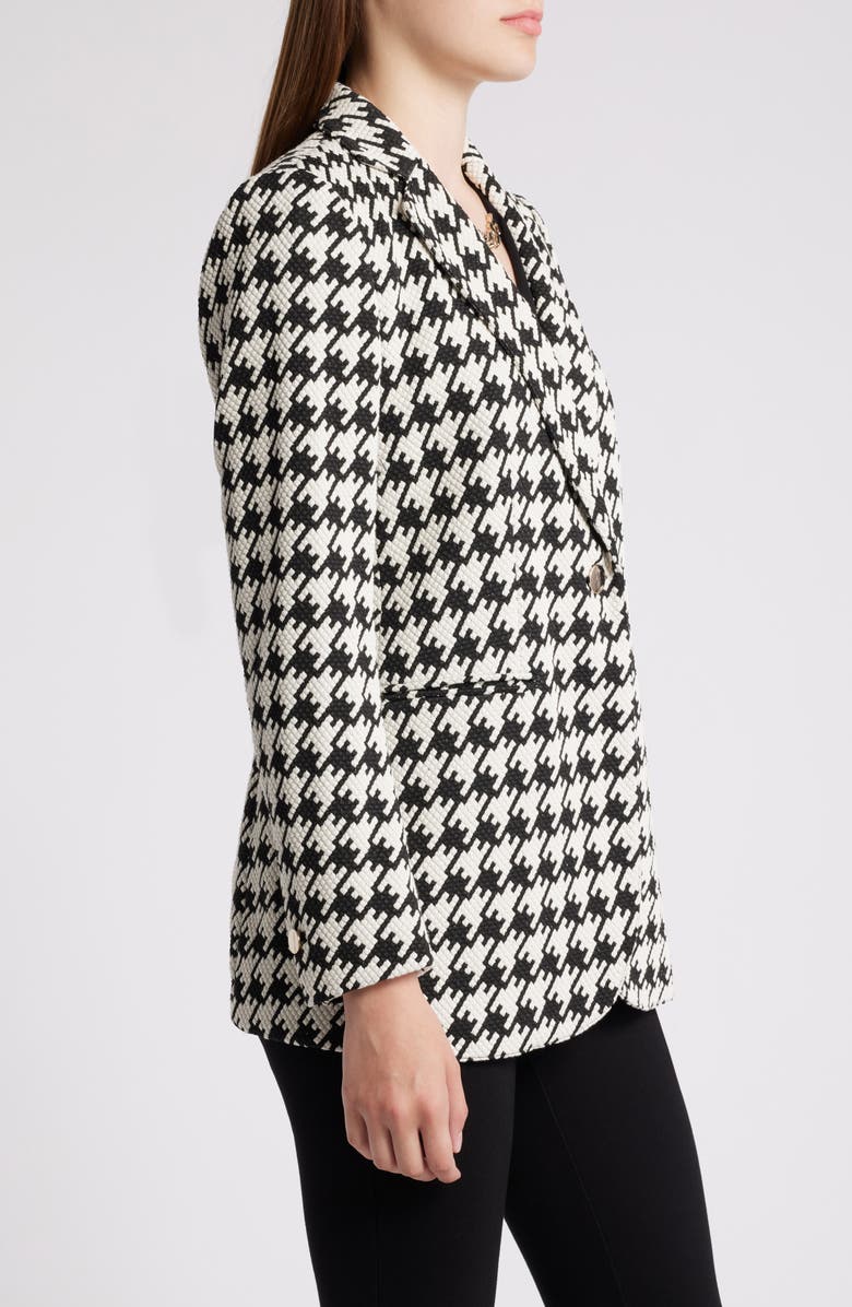 Anne Klein Houndstooth Jacquard One-Button Blazer, Alternate, color, 