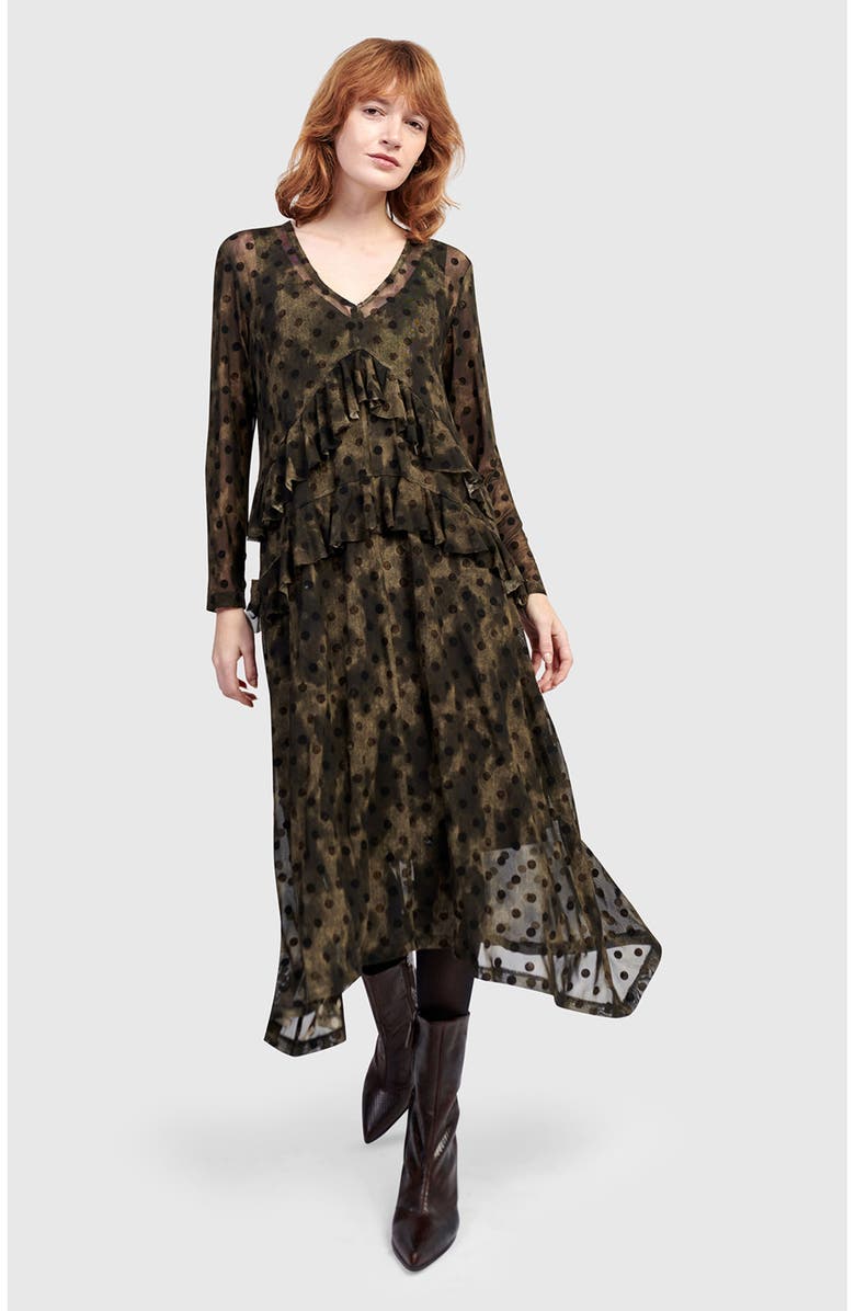 Alembika Sprig Mesh Dress, Alternate, color, Antique