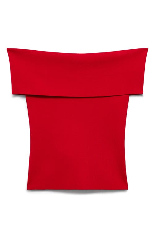 Mango Sesete Off The Shoulder Knit Top In Red