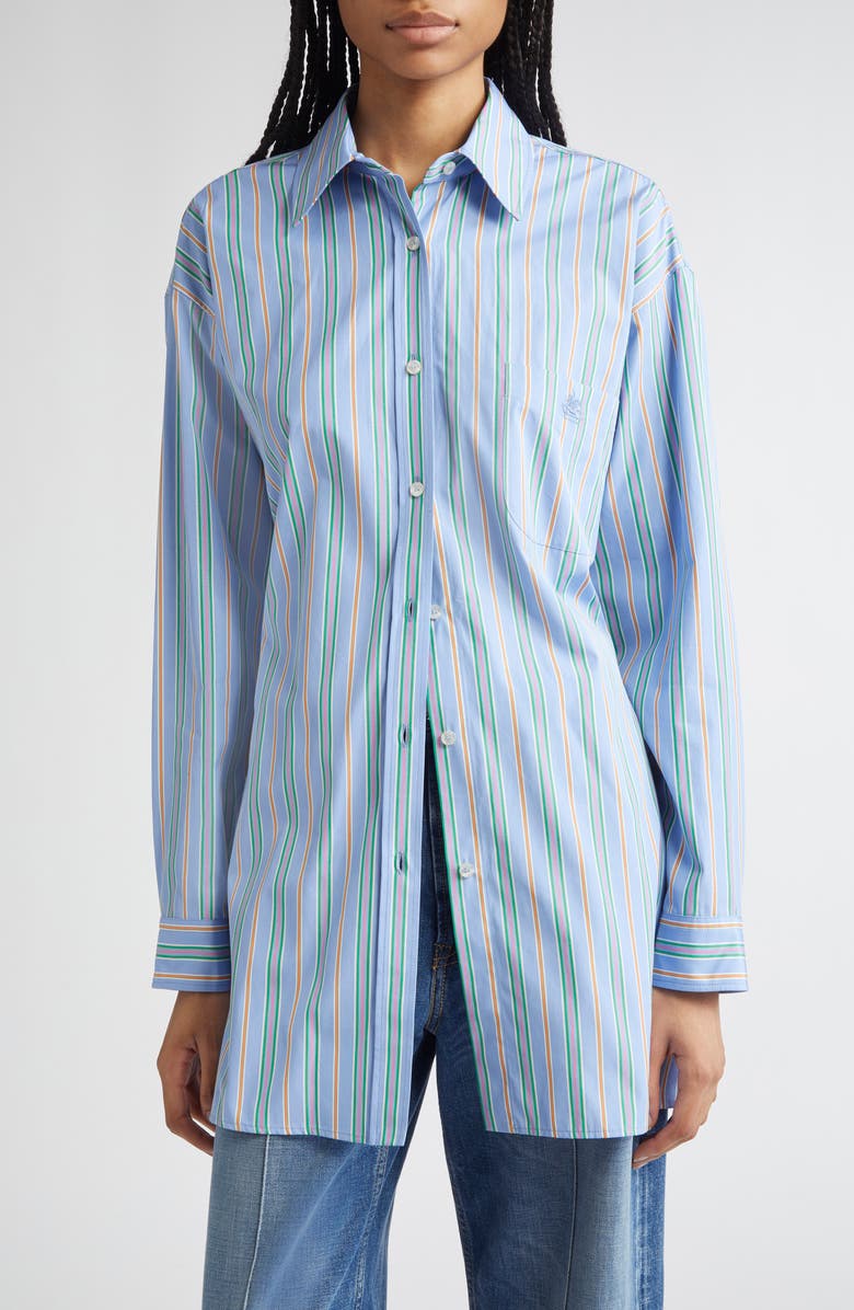 Etro Stripe Cotton Button-Up Shirt, Main, color,