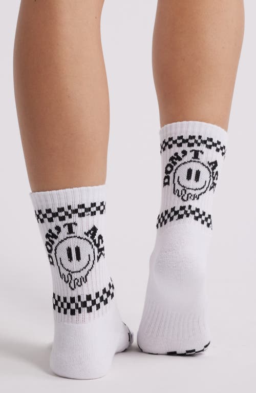 Friday Feelin ' Don't Ask Crew Socks In White