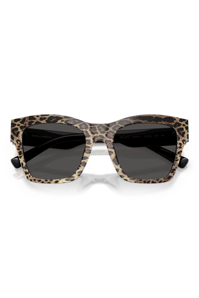 53mm Square Sunglasses, Alternate, color, LEO BROWN ON BLACK / DARK GREY