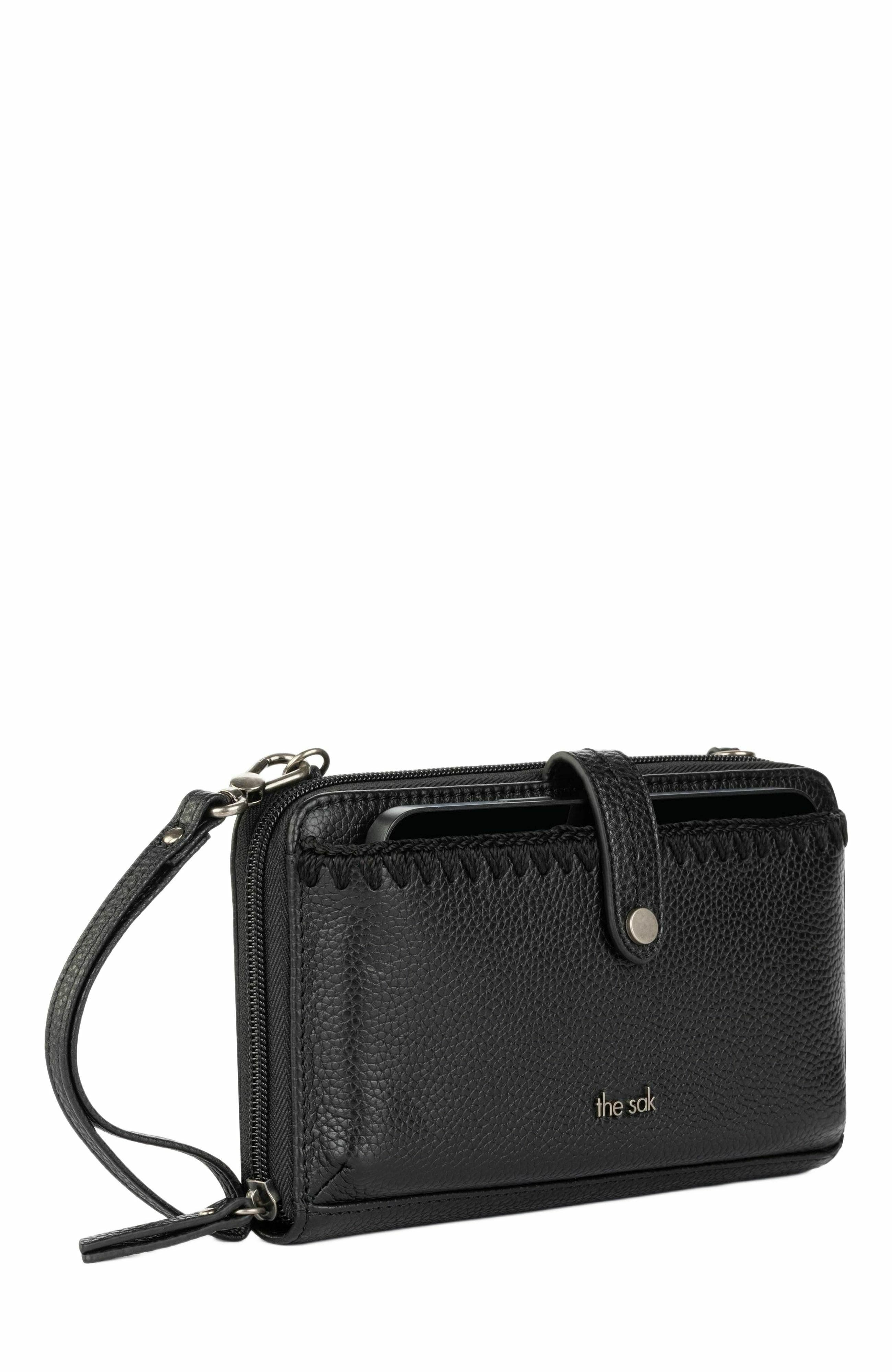 The Sak Iris Smartphone Crossbody Bag, Alternate, color, Black Leather