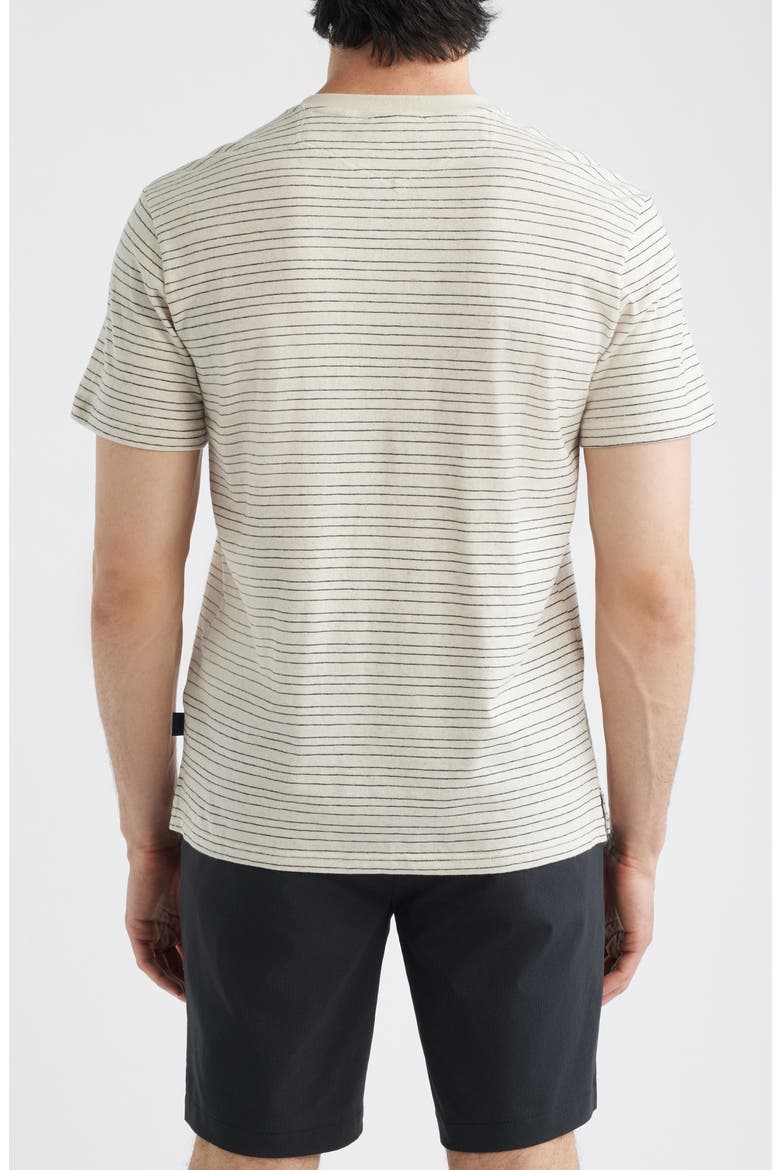 Pinstripe Cotton & Linen Henley, Alternate, color, BEIGE