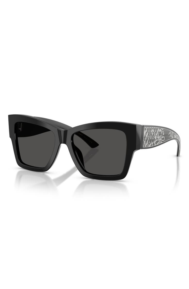 Dolce&Gabbana 55mm Square Sunglasses, Alternate, color, Black / Dark Grey