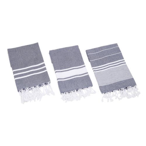 Olive And Linen Olive & Linen Essential Turkish Hand / Kitchen Towel Set Of 3 In Blue