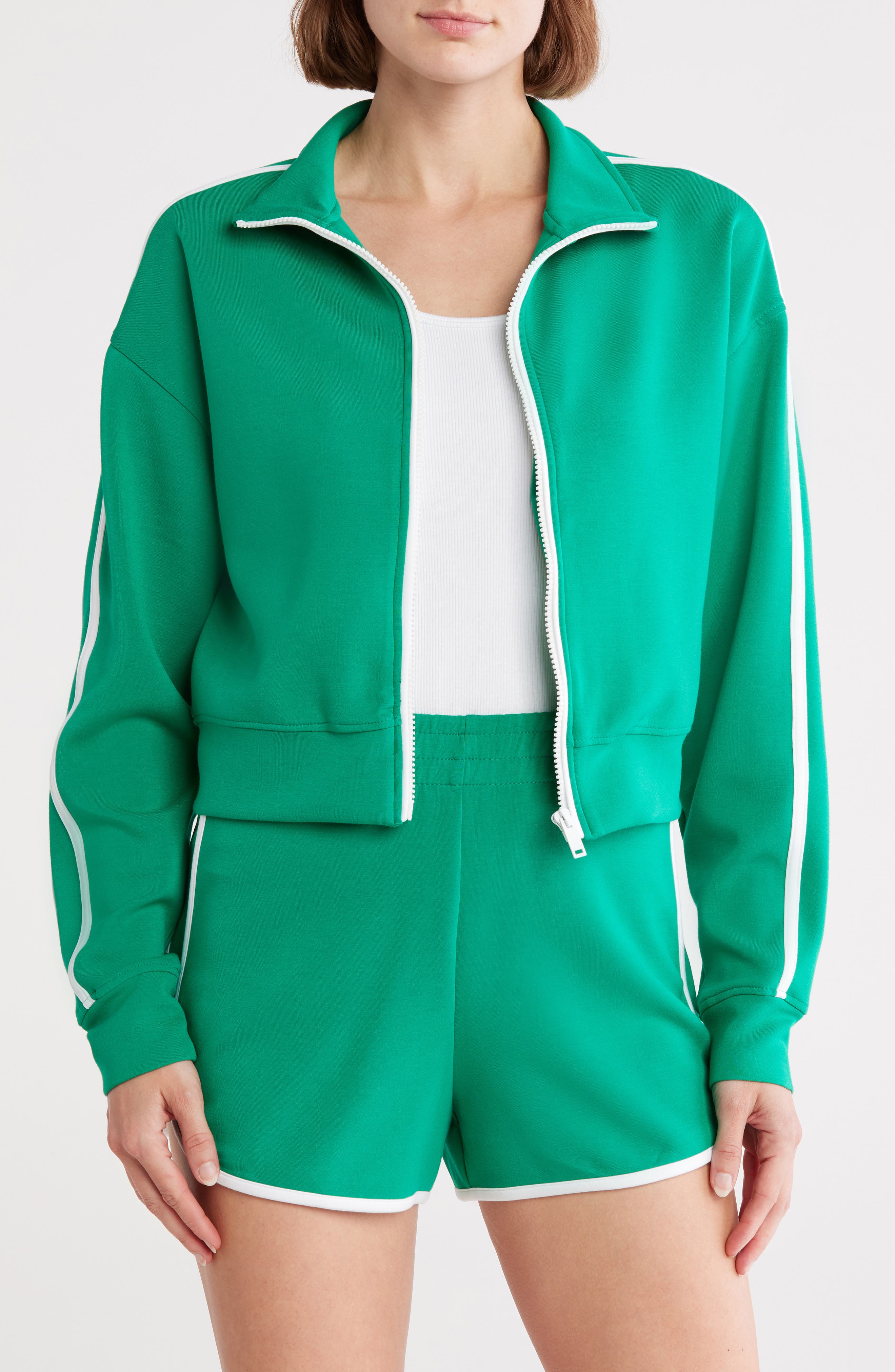 INTERNATIONAL DESIGNER Contrast Trim Knit Full Zip Jacket