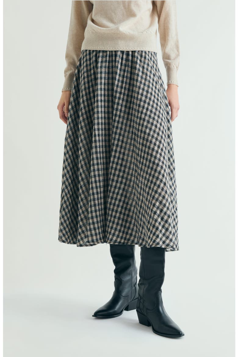 Plaid Midi Skirt, Main, color, Pinkcheck