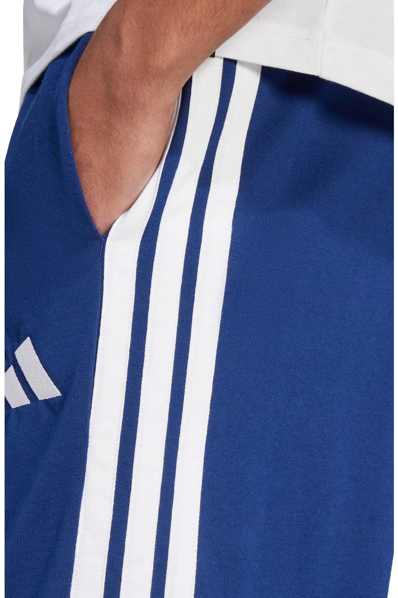Essentials 3-Stripes Fleece Shorts, Alternate, color, DARK BLUE/ WHITE