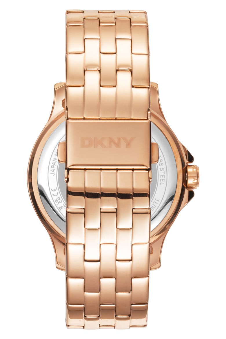 Three Hand Quartz Crystal Embellished Bracelet Watch, 40mm, Alternate, color, ROSE GOLD