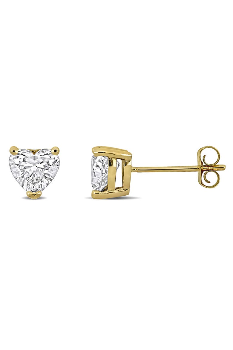 Lab-Grown Diamond Heart Stud Earrings 14k, Main, color, Yellow Gold