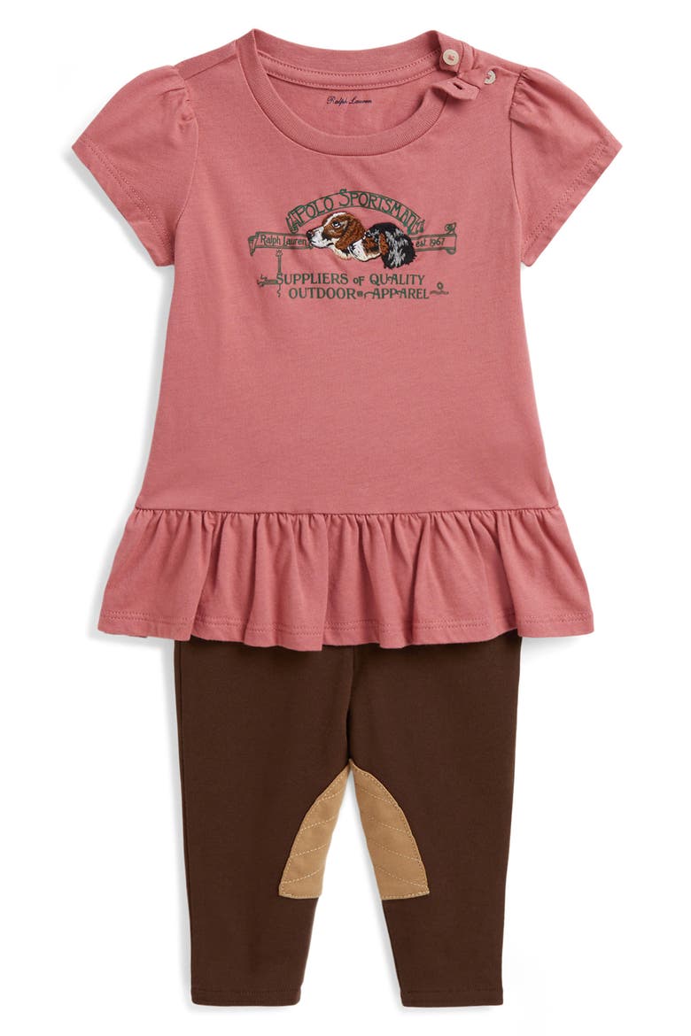Kids' Peplum Top & Pants Set, Main, color, CANVAS PINK