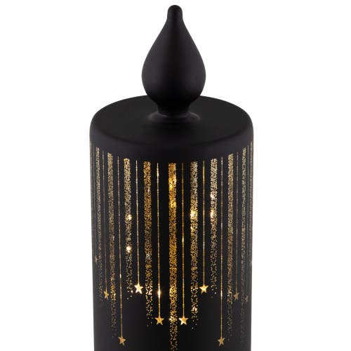 Northlight Led Lighted Glass Candle With Stars Christmas Decoration In Black