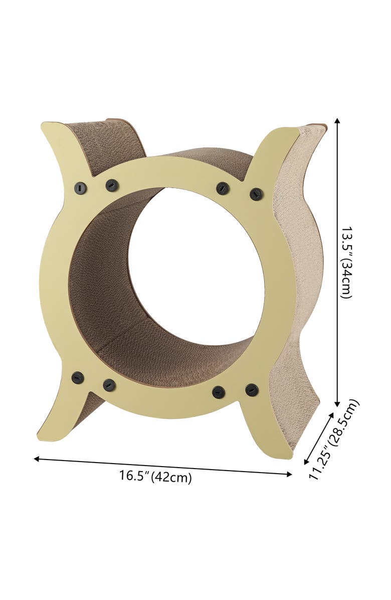 The Licker Store Nyan Modern Cardboard Tunnel Cat Scratcher with Catnip, Alternate, color, Almond