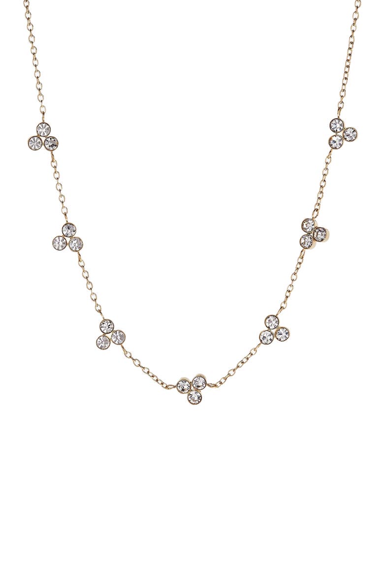 Triple Stone Stationed Necklace, Main, color, Gold