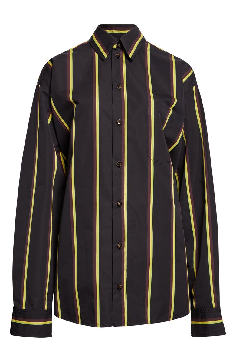 Proenza Schouler Alia Stripe Cotton & Silk Button-Up Shirt, Alternate, color, Black Multi
