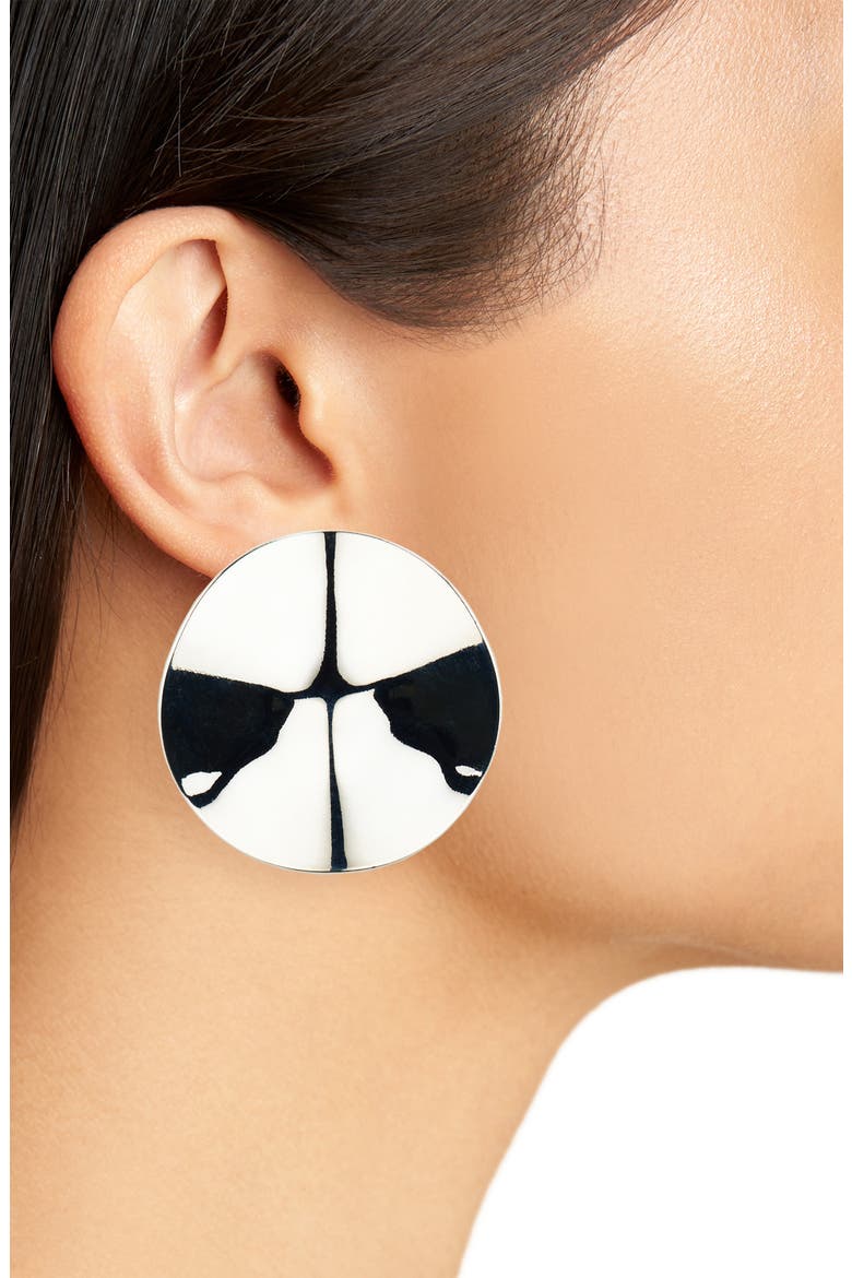 Disc Stud Earrings, Alternate, color, RHODIUM