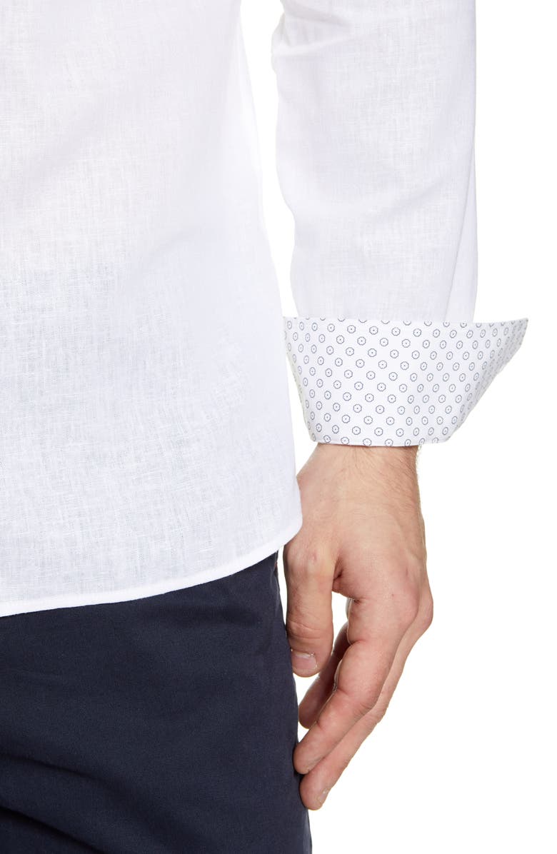 Ted Baker London Notip Button-Up Linen Blend Shirt, Alternate, color, 
