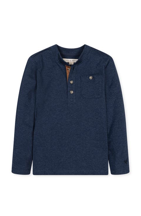Kids' Organic Long Sleeve Henley Pocket Tee