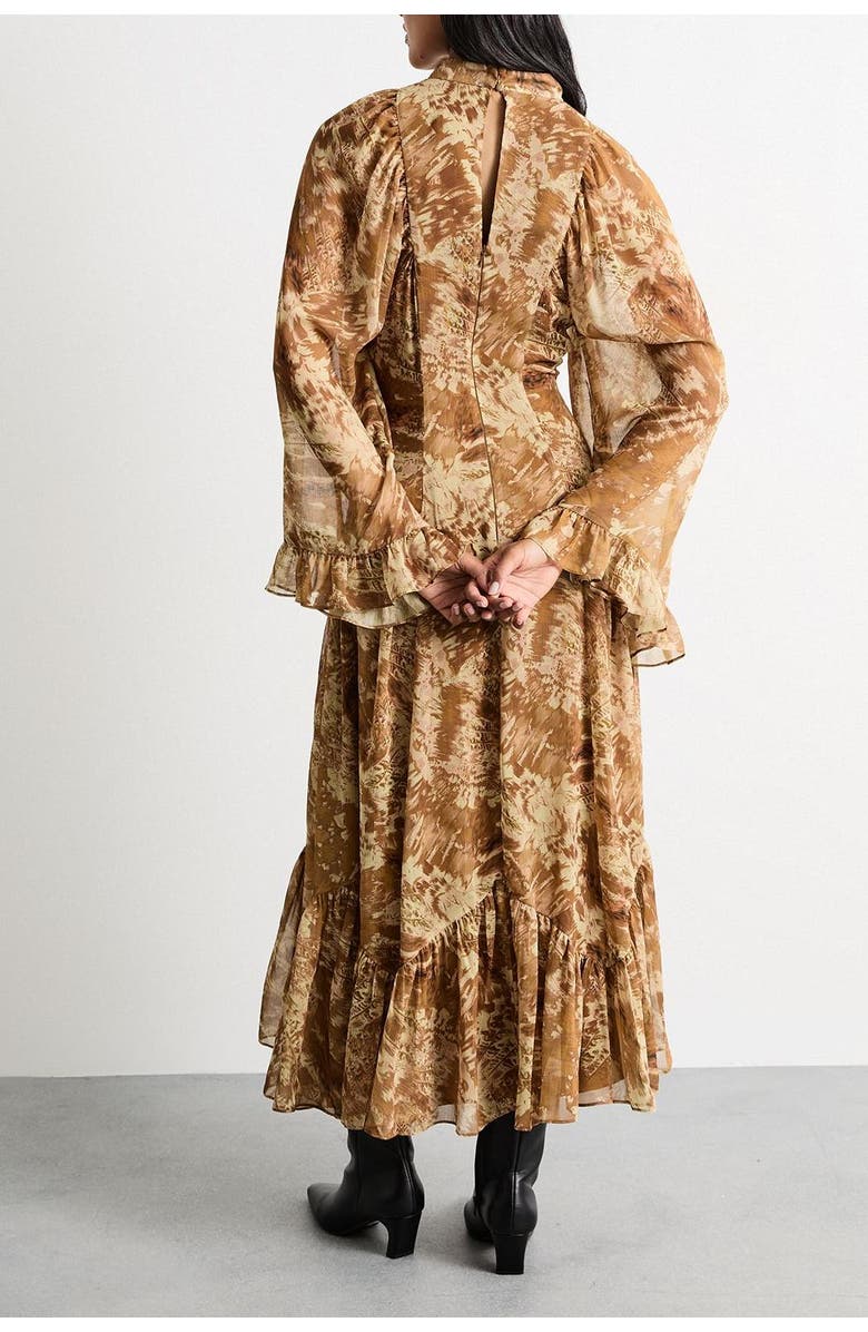 Warehouse Romantic Chiffon Sleeve Midaxi Dress, Alternate, color, Neutral