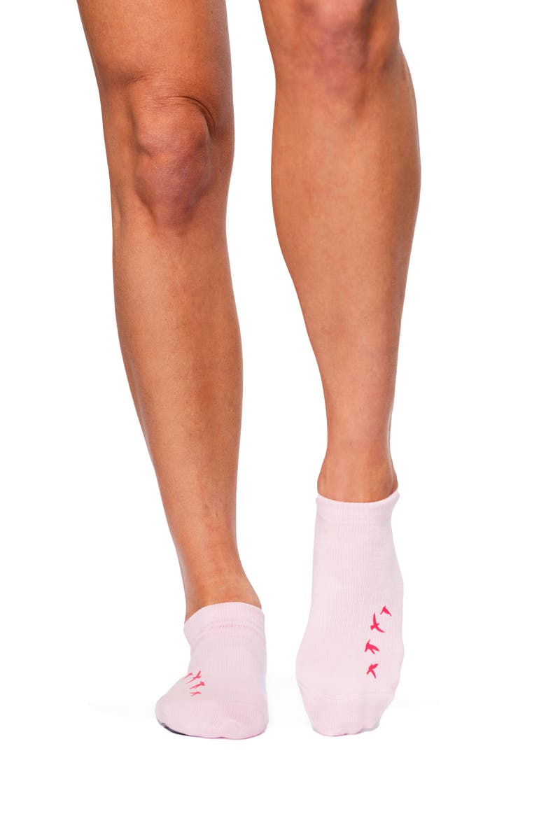 Arebesk Birdie 2-Pack Cotton Blend Gripper Quarter Socks, Alternate, color, Pink