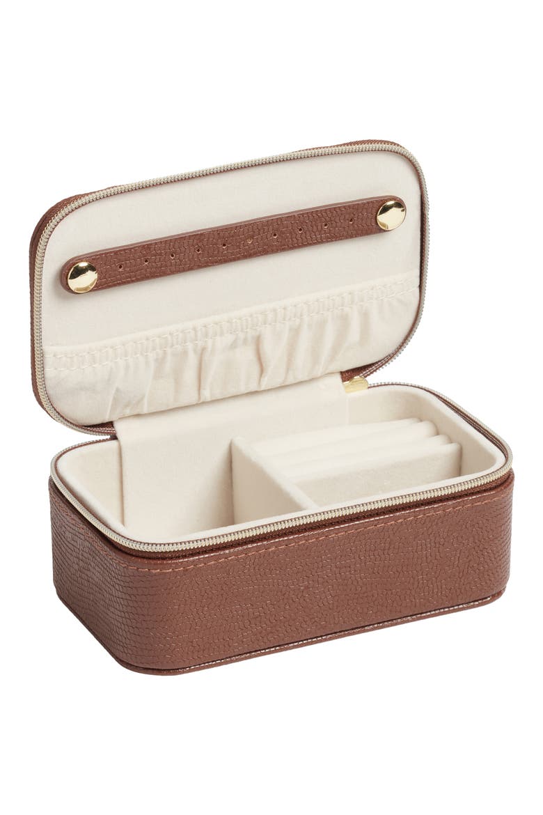 Rectangle Zip Jewelry Box, Alternate, color, CHOCOLATE TEXTURE