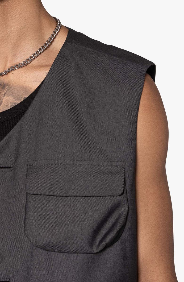 mnml Bonded Cotton Gabardine Cargo Vest, Alternate, color, 