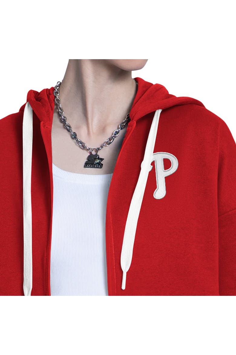 Women's Starter Red/Heather Gray Philadelphia Phillies Wishbone Full-Zip Hoodie, Alternate, color, Red