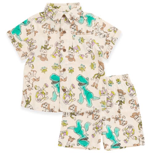 Disney Toy Story Button-down T-shirt & Shorts Set In Multi